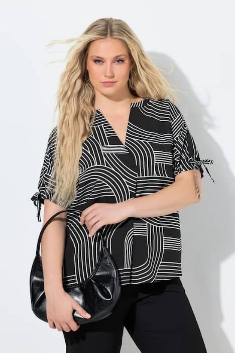 Plus size veliki brojevi Bluza kratkih rukava V izreza za punije