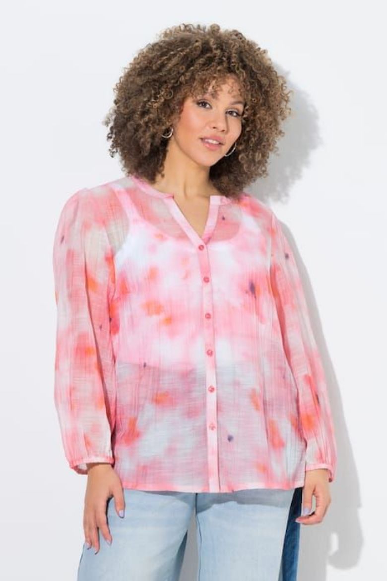 Plus size veliki brojevi Bluza dugih rukava na kopčanje za punije