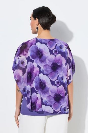Plus size veliki brojevi Bluza elegantna kratkih rukava dvoslojna cvjetnog printa za punije