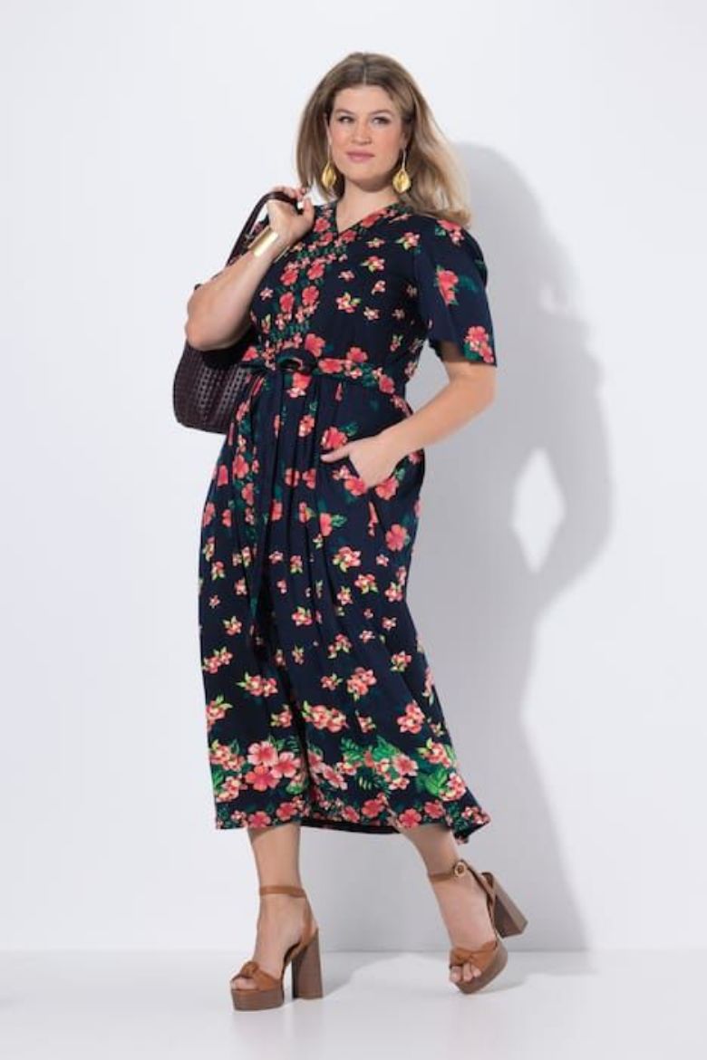 Plus size veliki brojevi Haljina maxi kratkih rukava za punije