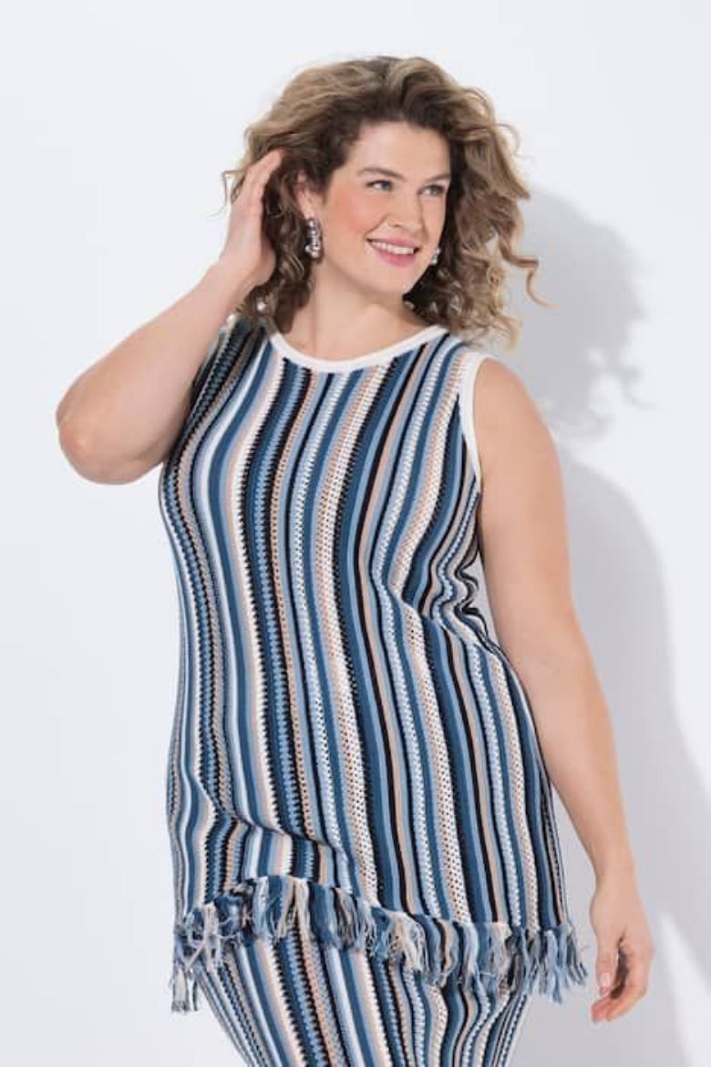 Plus size veliki brojevi Majica bez rukava pletena okrulog ovratnika za punije