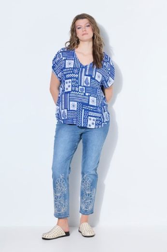 Plus size veliki brojevi Bluza kratkih rukava šireg kroja za punije