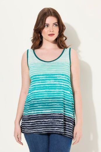 Plus size veliki brojevi Majica bez rukava na pruge šireg A kroja za punije