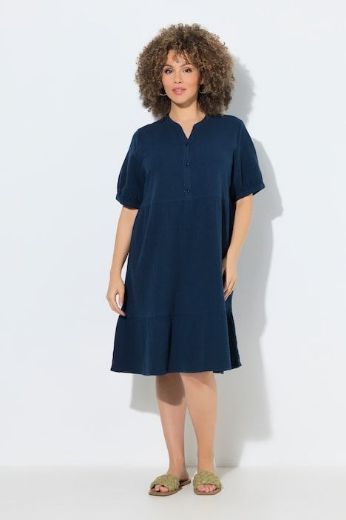 Plus size veliki brojevi Haljina kratkih rukava od muslina za punije